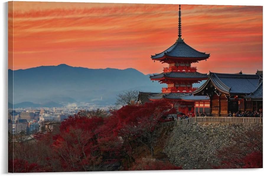 Amazon.co.jp: 絵画 五重塔インテリア 絵画 カラフルな空美しい景色