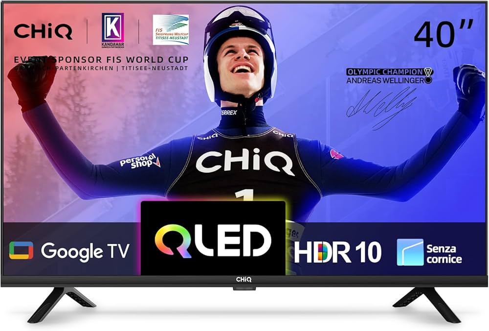 CHIQ L40QH7G TV QLED da 40 pollici, HDR 10, Design senza cornice