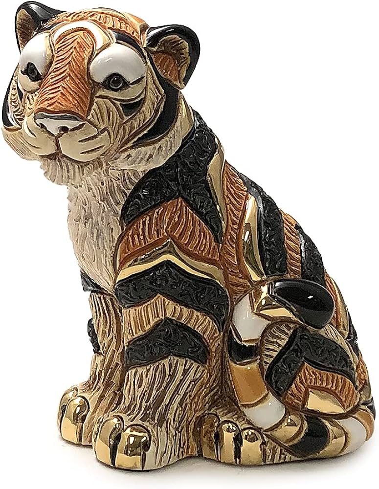 Amazon.co.jp: リンコナダ 座るトラ F233 動物 陶器 置物 虎 とら トラ