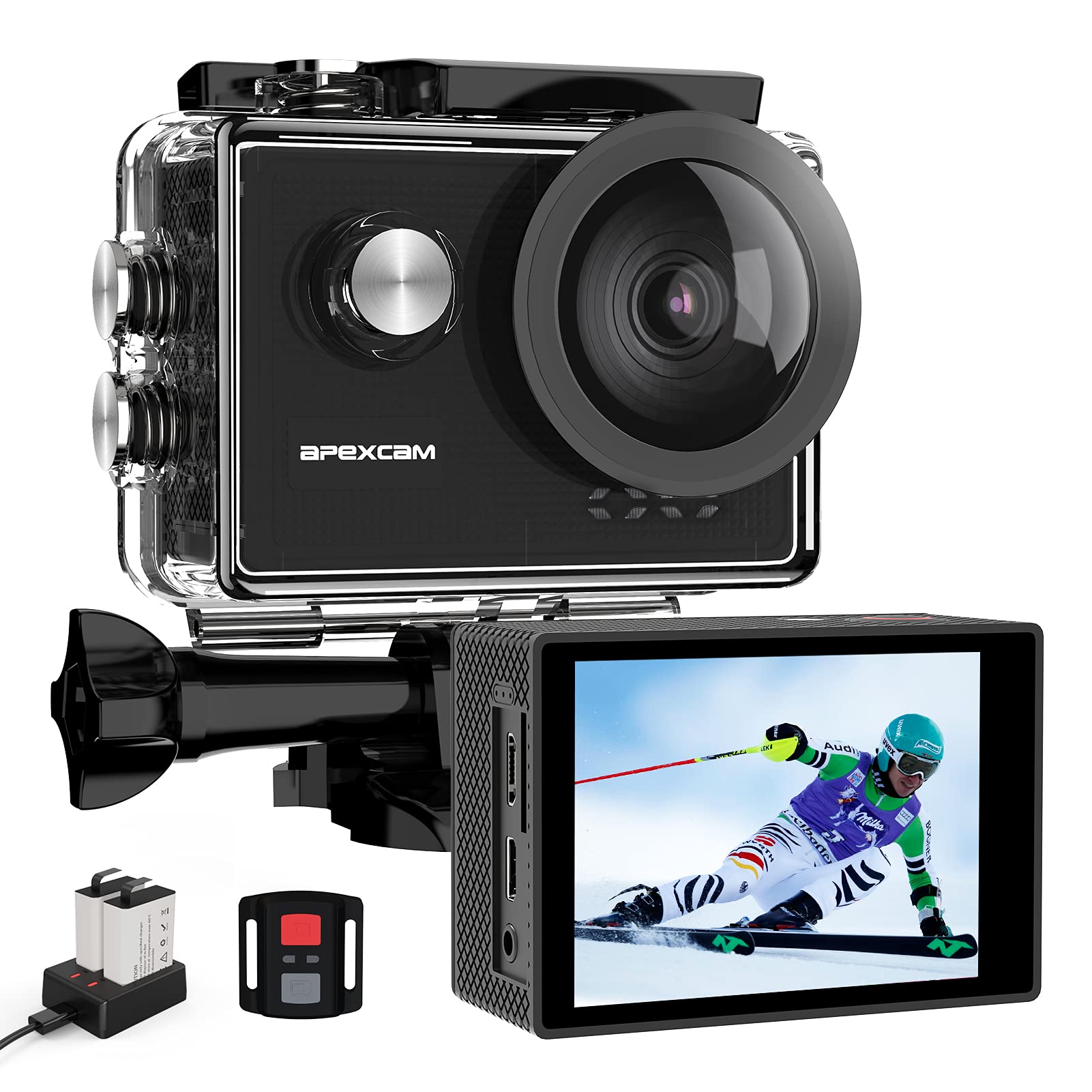 Amazon.com : Apexcam 4K 60FPS Action Camera EIS Stabilization 20MP
