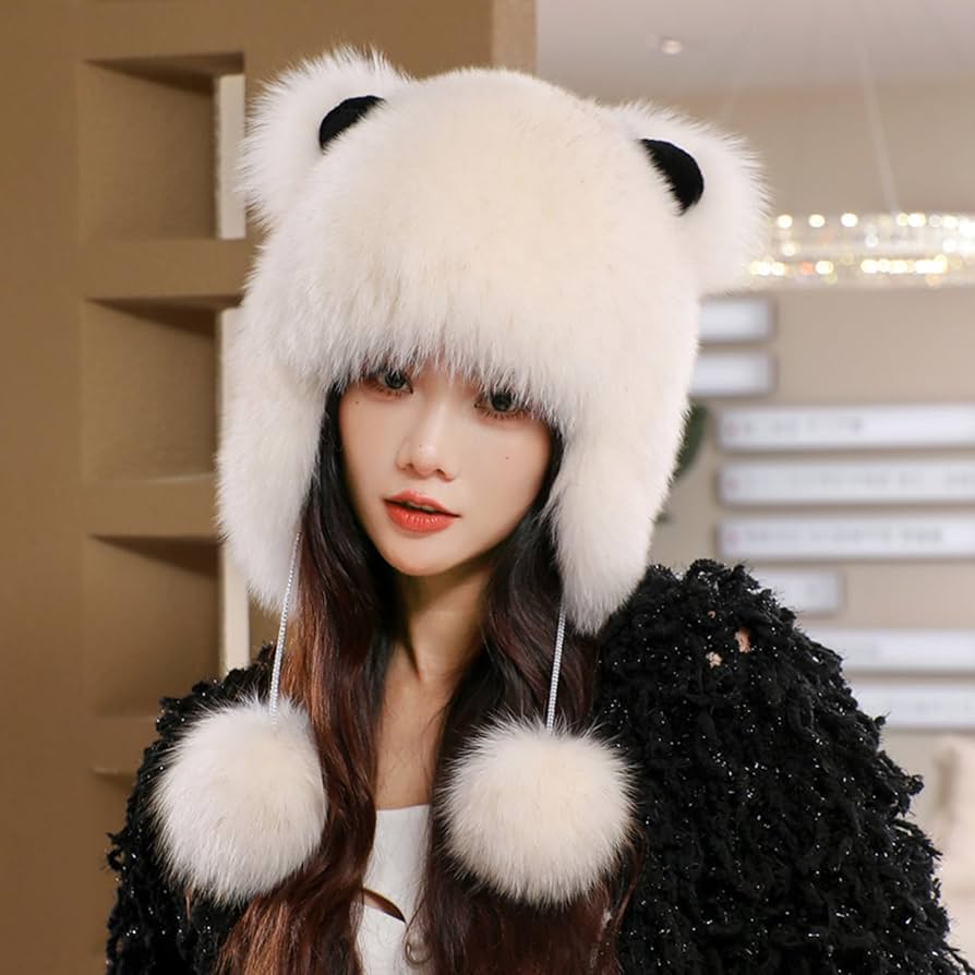 Amazon.co.jp: 冬季節 保温 ミンクファー 純色 毛皮帽子 小顔効果