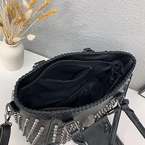 Amazon.com: KEEPOP Women Skull Tote Bag Rivet Studded Handbag PU