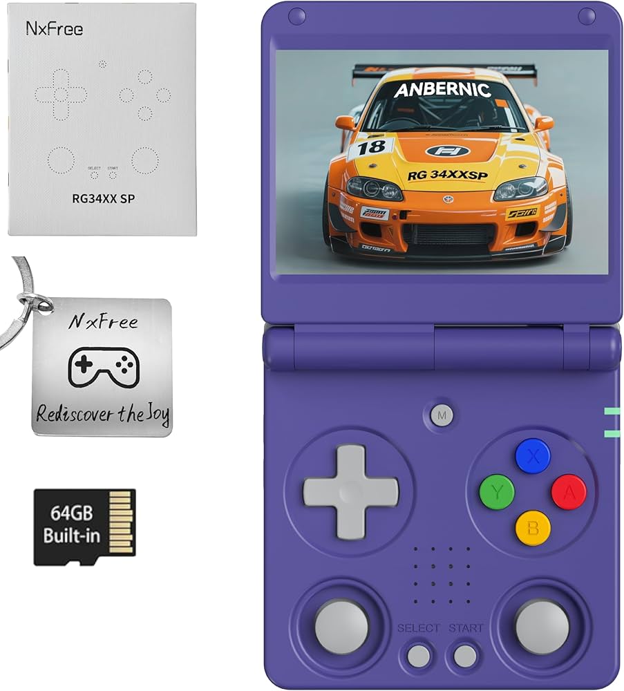 Anbernic RG34XXSP Retro Gaming Console – Flip Design, 3.4'' IPS