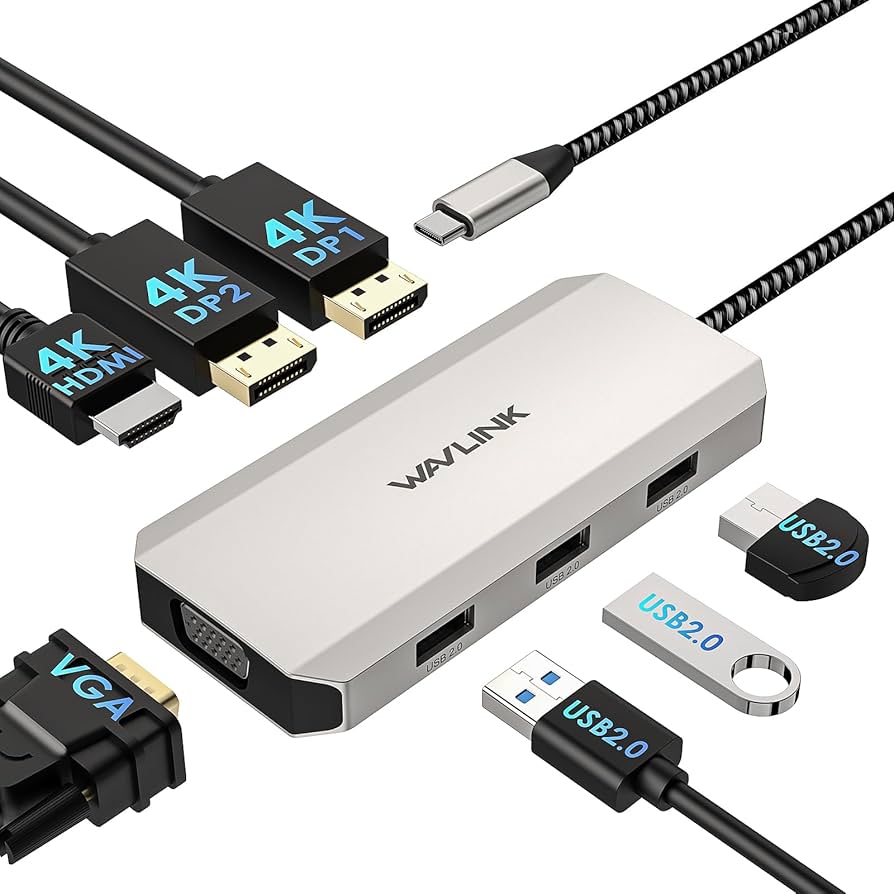 Amazon | WAVLINK USB Cドッククアッドモニター、7-In-1ラップトップ
