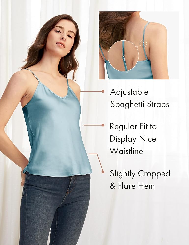 LilySilk Womens Silk Camisole 100% Mulberry Silk Basic Tank Tops