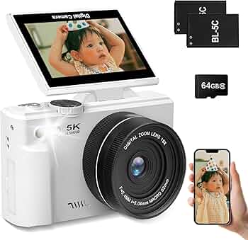 Amazon | デジカメ 5K デジタルカメラ 5K録画 7500万画素 Wi-Fi機能 AF