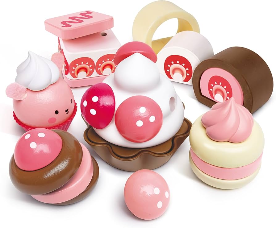 Amazon.com: Hape Strawberry Dessert Set | Pretend Play Toy Food