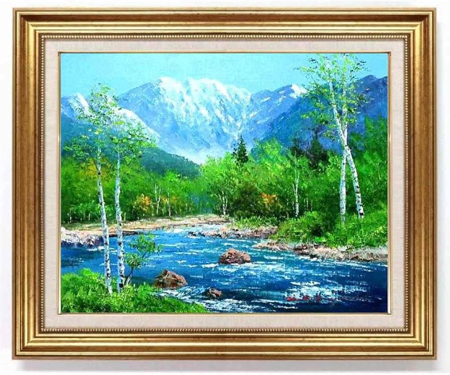 Amazon.co.jp: 小林幸三 梓川 F10号 ゴールド 受注制作 油彩画 油絵