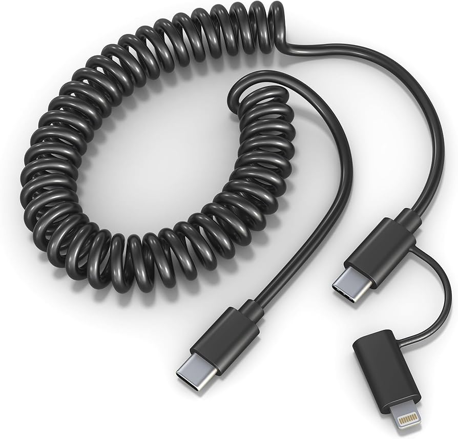 Amazon.co.jp: 2-IN-1コイル型USB C to Type C/Lightningケーブル充電