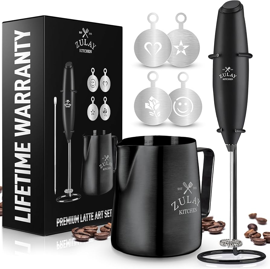 Amazon.com: Zulay Premium Gift Milk Frother Set – Handheld Coffee