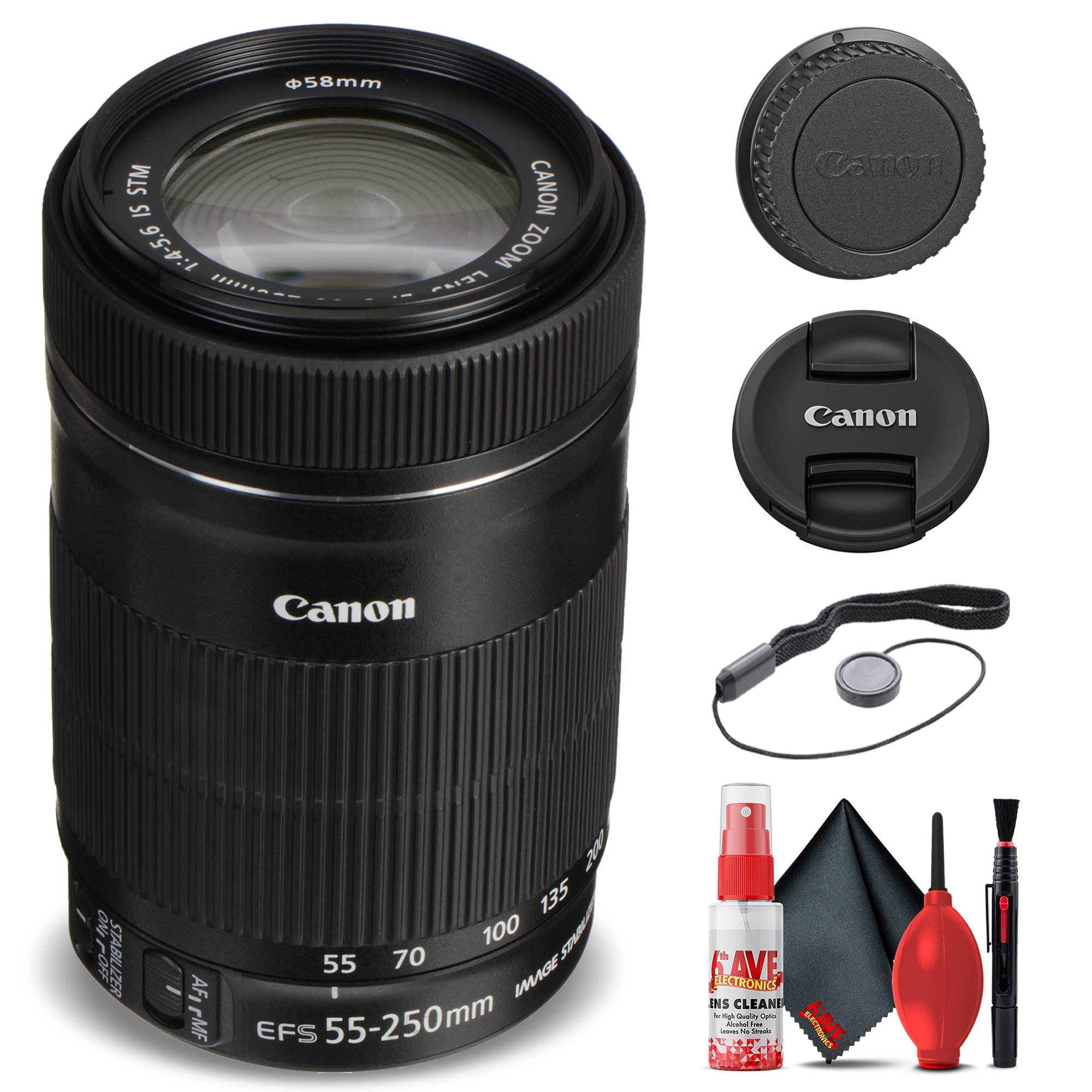 Amazon.com : Canon EF-S 55-250mm f/4-5.6 is STM Lens (8546B002) +