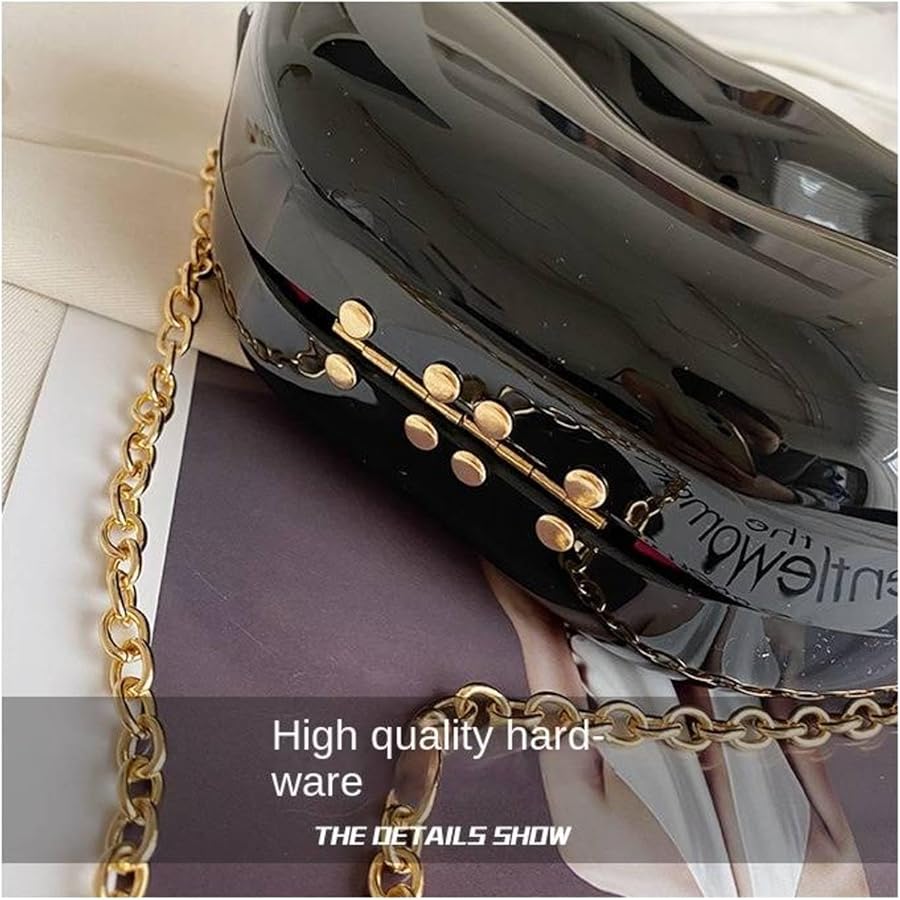 ZONTO Women Gold Lips Clutch Bag Fashion Ladies Acrylic Chain