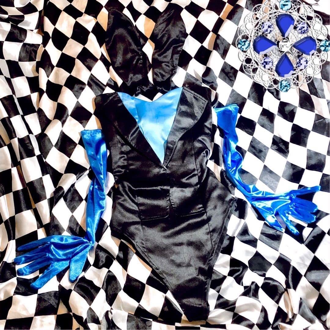 Amazon.co.jp: サテン つるつる バニーガール衣装 セット光沢 ツルツル