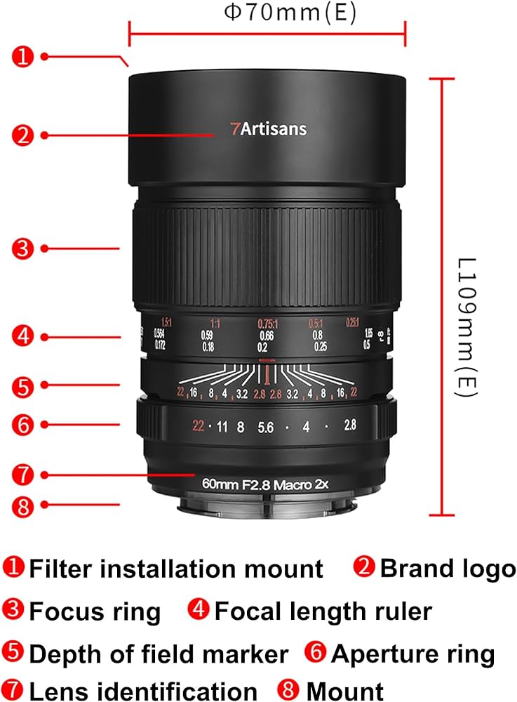 Amazon.com : 7artisans 60mm F2.8 Macro 2X Lens for Sony E Mount,2