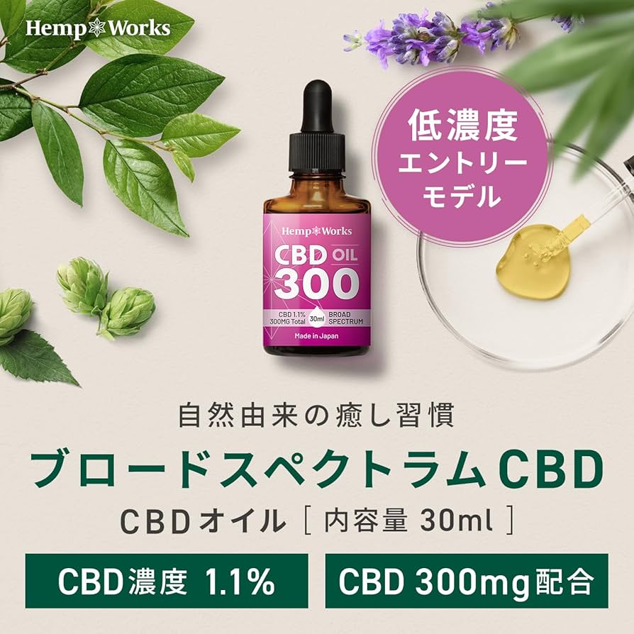 Amazon.co.jp: ヘンプワークス CBDオイル 300mg ブロードスペクトラム