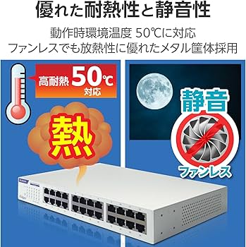 Amazon | エレコム スイッチングハブ ギガビット 24ポート 電源内蔵