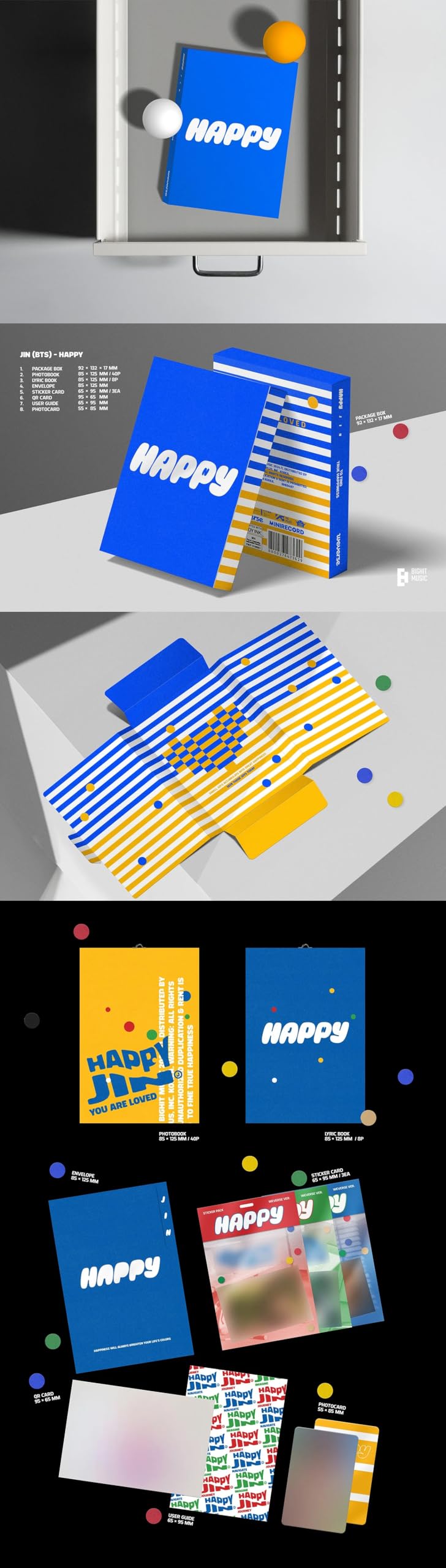 Amazon.com: Bts Jin - Happy 1st Solo Album PHOTOBOOK SET + Weverse