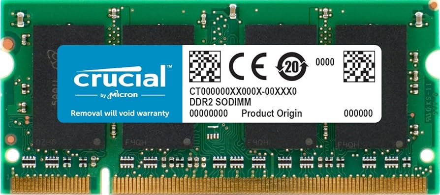 Crucial 2GB Single DDR2 800MHz (PC2-6400) CL6 SODIMM 200-Pin