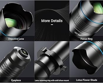 Amazon.co.jp: 携帯電話のレンズ,JUANZI APL-60XFR50 4K HD 60X 金属