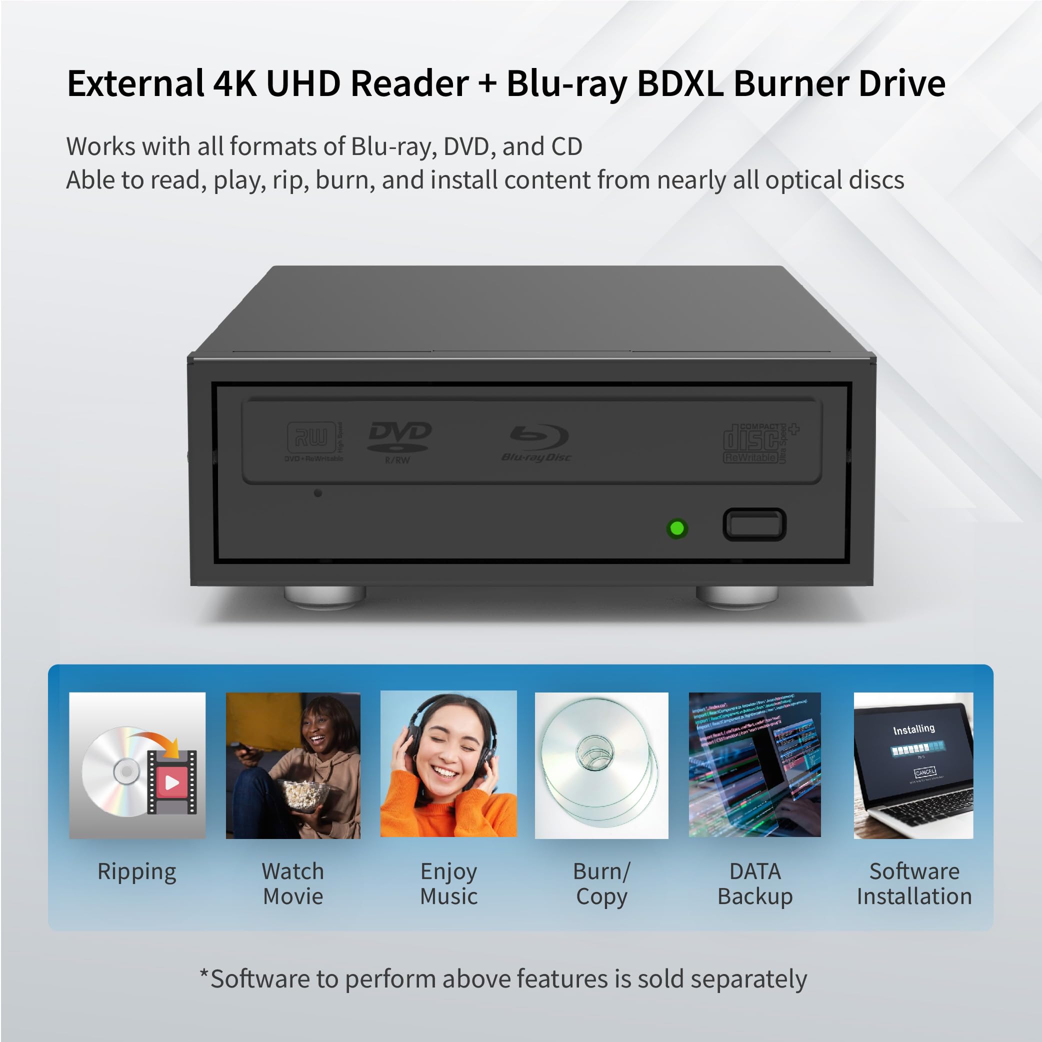 Amazon.com: Piodata 4K UHD Reader and 16X Blu-ray BD BDXL DVD CD