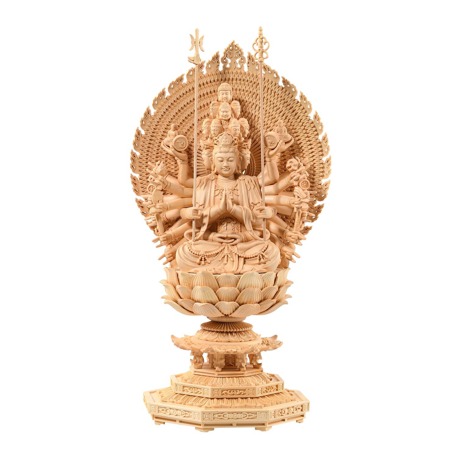 Amazon｜仏像 十一面観音菩薩 千手観音菩薩 木彫り仏像 仏壇仏像 桧