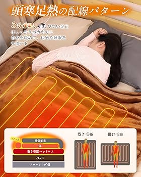 Amazon | 電気毛布 掛け敷き兼用 160×130cm【大きいサイズ＆フランネル