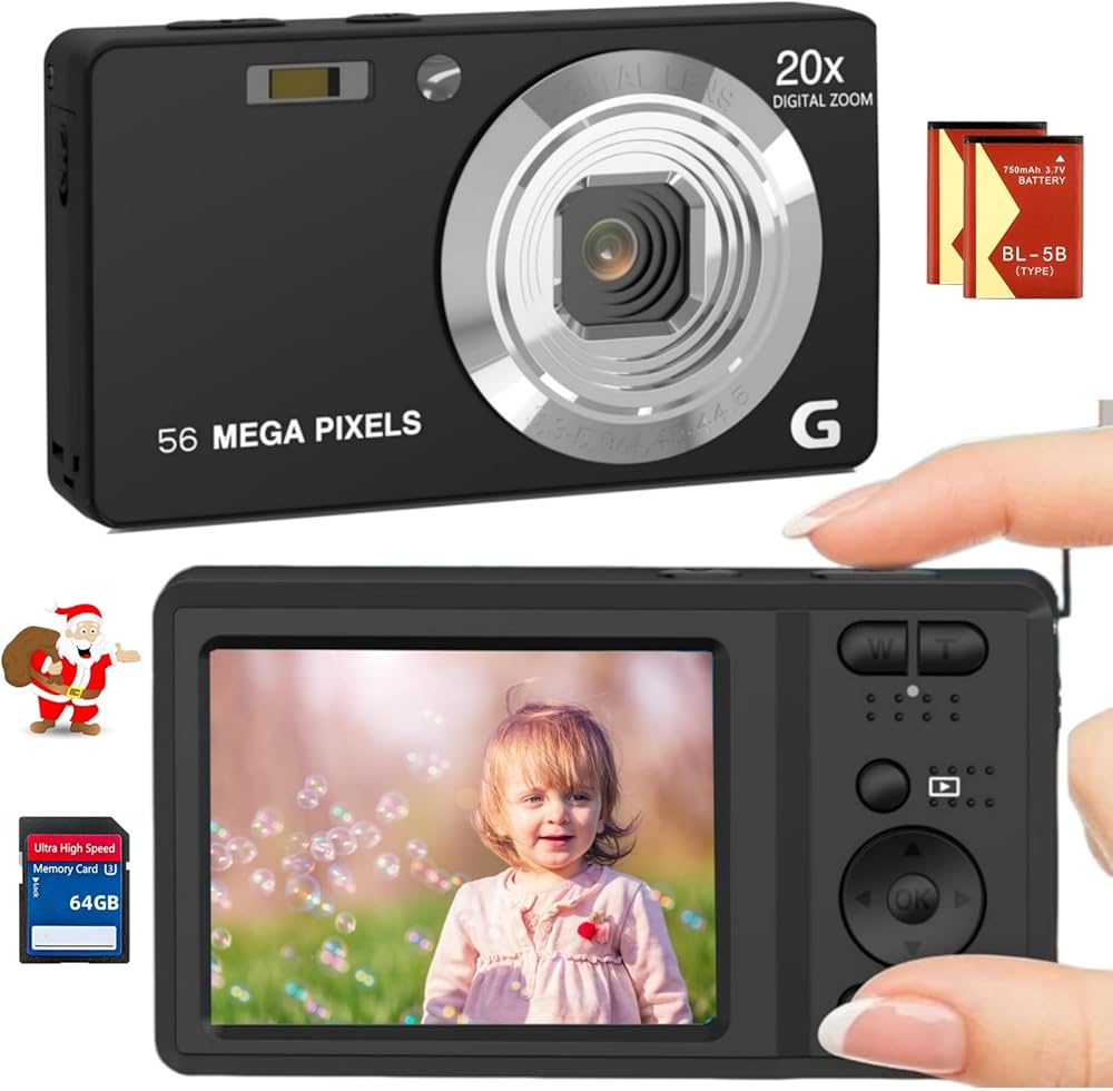 Amazon | デジカメ4K56MP小型デジタルカメラポケットカメラ4K動画AF