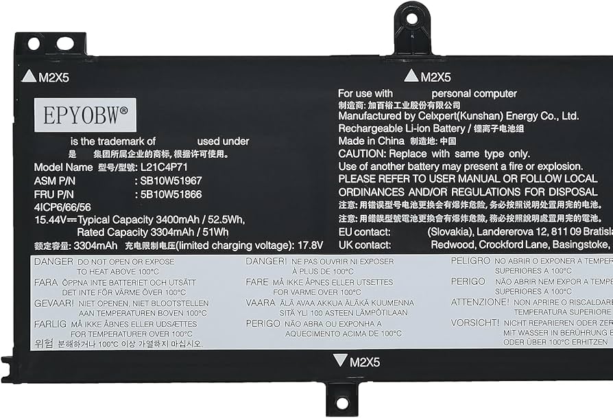 Amazon.com: EPYOBW L21C4P71 Laptop Battery 52.5Wh Compatible with