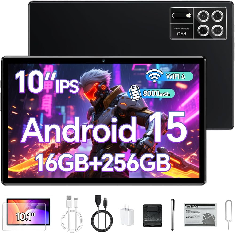 Amazon.co.jp: 10インチ Android 15 タブレット、12GB RAM + 256GB