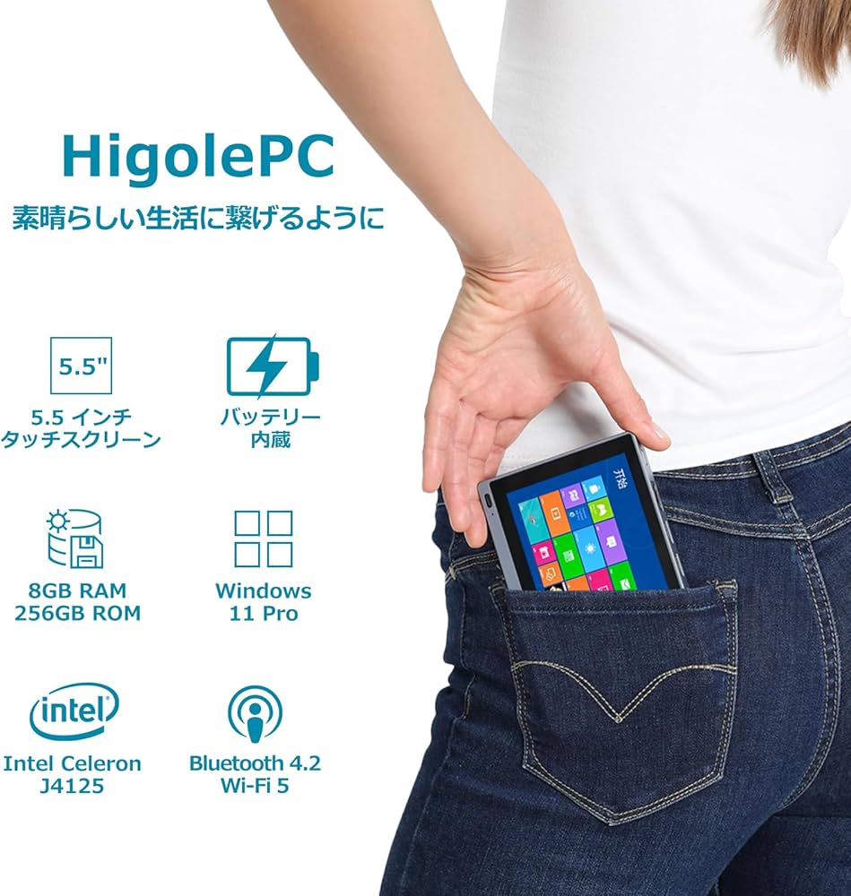 Amazon.co.jp: HigolePC Gole2 Pro ミニPC 5.5インチスクリーン付き