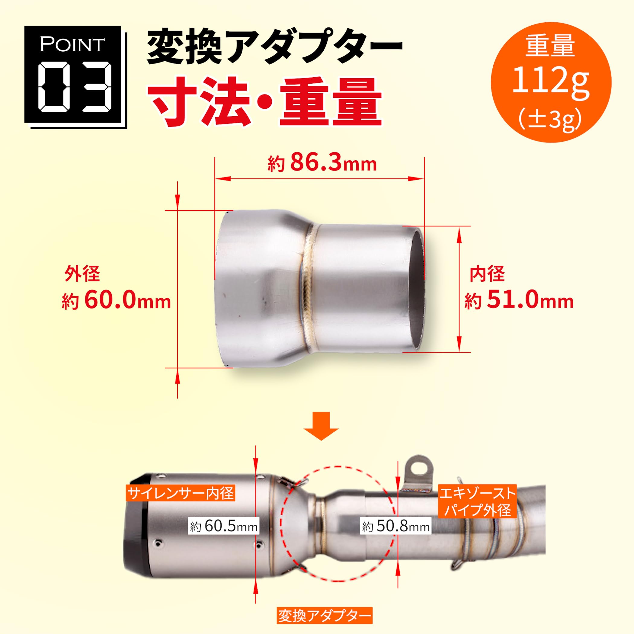 Amazon.co.jp: Lezalic 変換 アダプター バイク マフラー用 (外径 φ