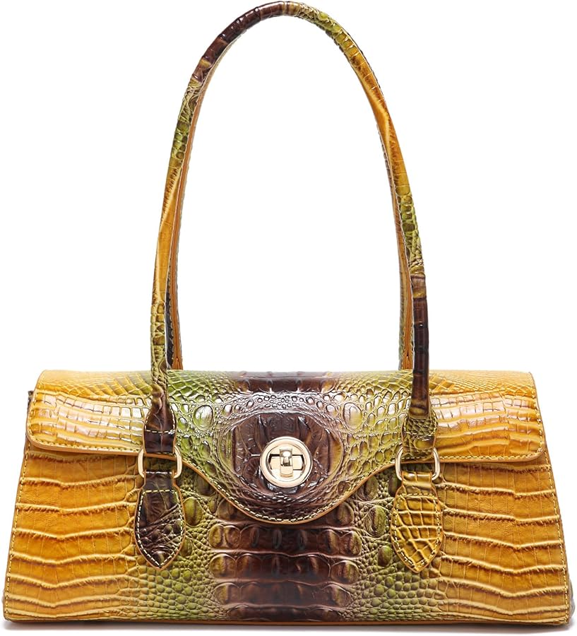 Makcr Joacbv Leather Crocodile Pattern Top Handle Handbag for
