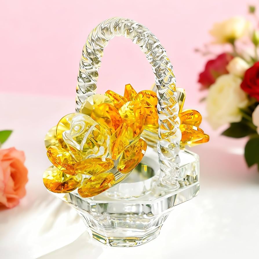 Amazon.co.jp: H&D HYALINE & DORA クリスタルフラワーバスケット 置物