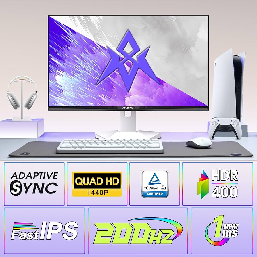 Amazon.com: Amzfast 27 inch 1440P 200Hz/180Hz White Gaming Monitor