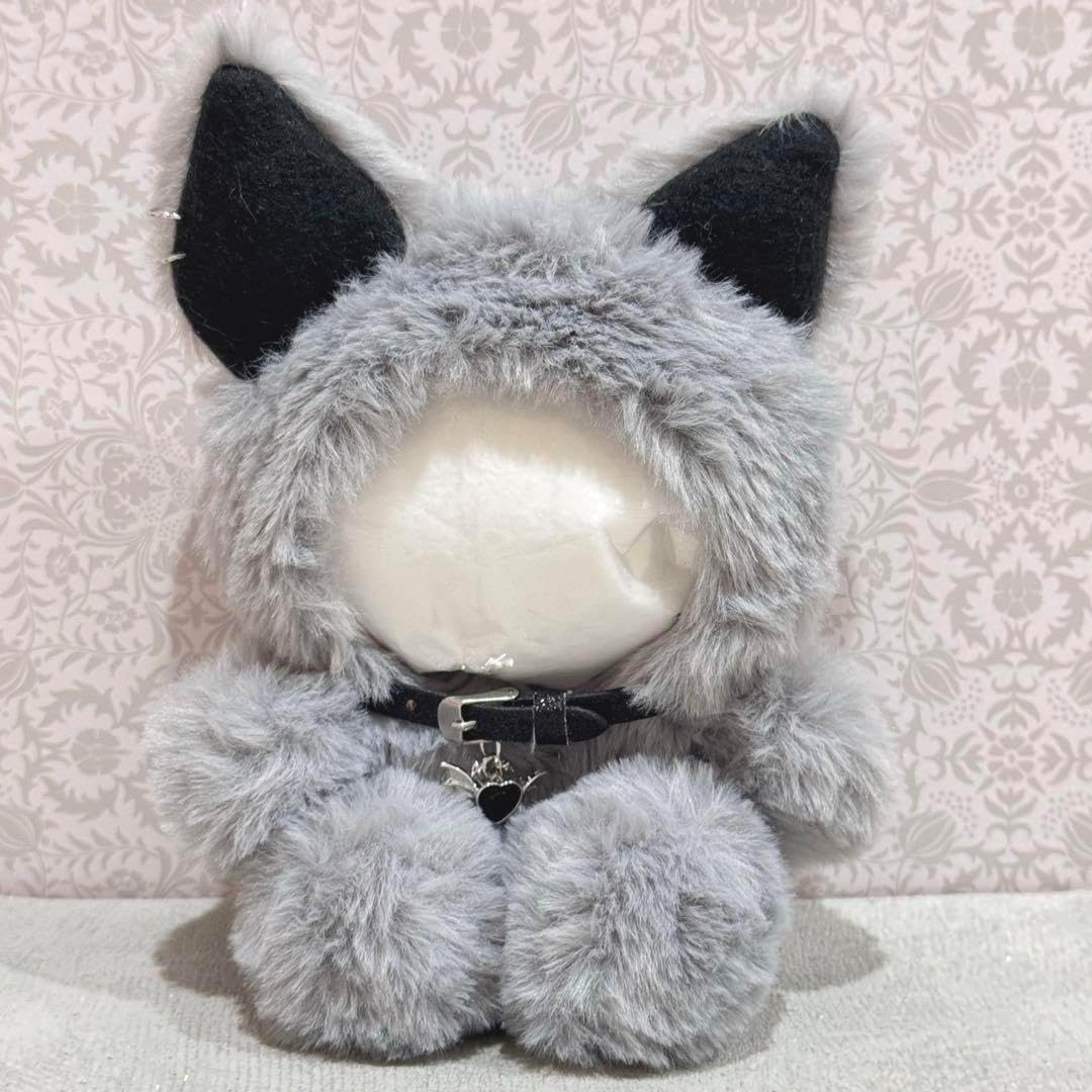 甘ロリホイップ千鳥柄×しろねこ】おすわりぬい服 16cm 甘ロリホイップ