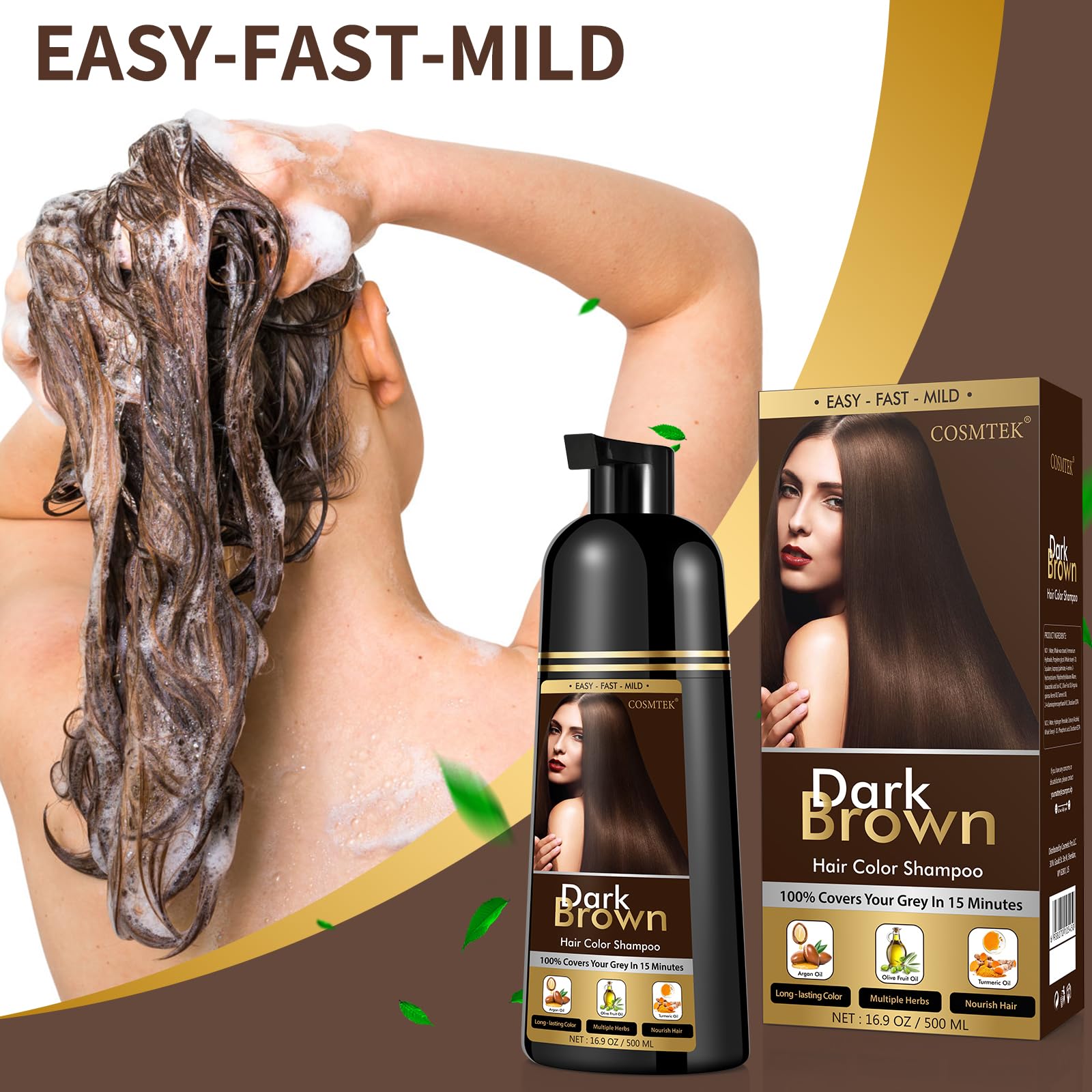 Amazon.com : COSMTEK Dark Brown Hair Dye Shampoo for Gray Hair
