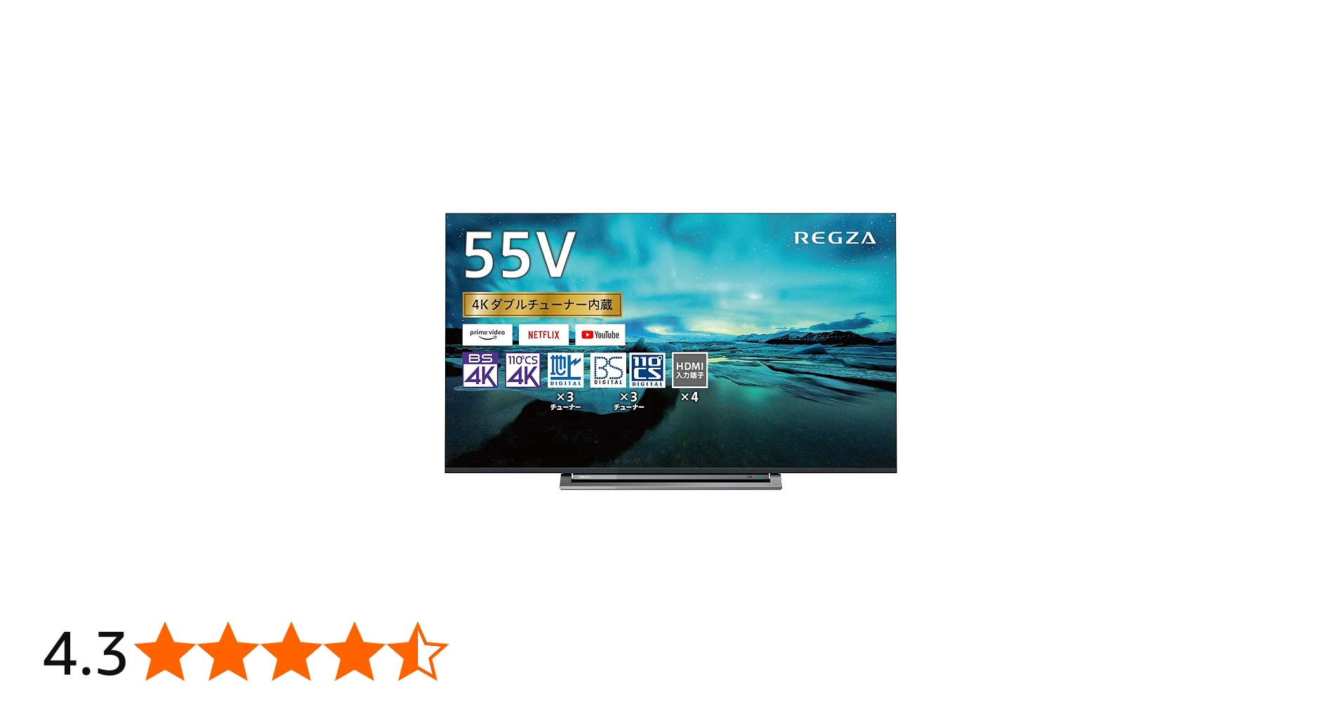 Amazon | 東芝 55V型 液晶テレビ レグザ 55M530X 4Kチューナー内蔵 外