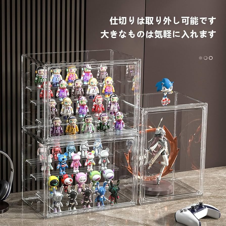 Amazon.co.jp: フィギュアケース 台座/天板透明 磁気ドア付き 前扉