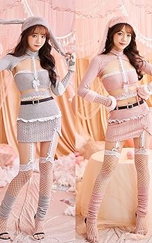 Amazon | [Malymoon] ニット アニマル グレー ピンク たれ耳 うさぎ