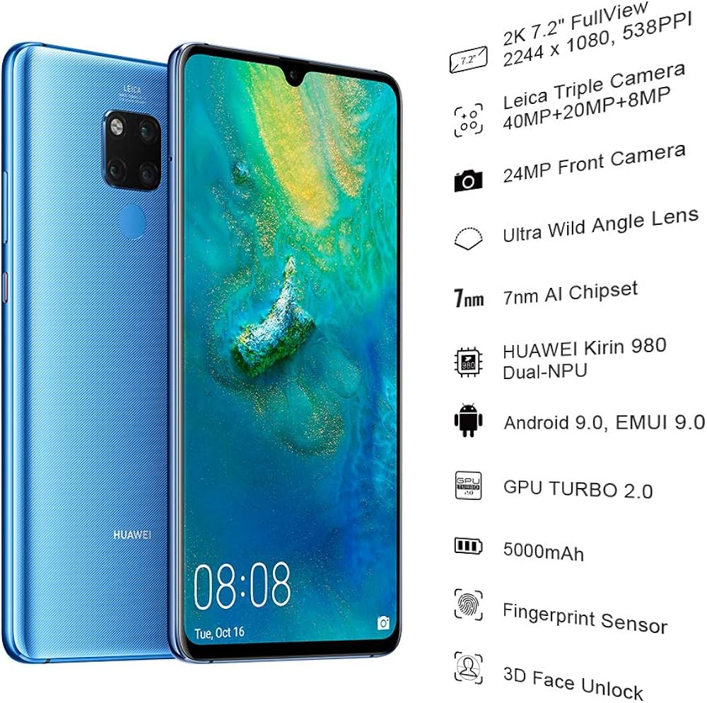 Huawei Mate 20 X Dual Sim - 128GB, 6GB RAM, 4G LTE, Midnight Blue