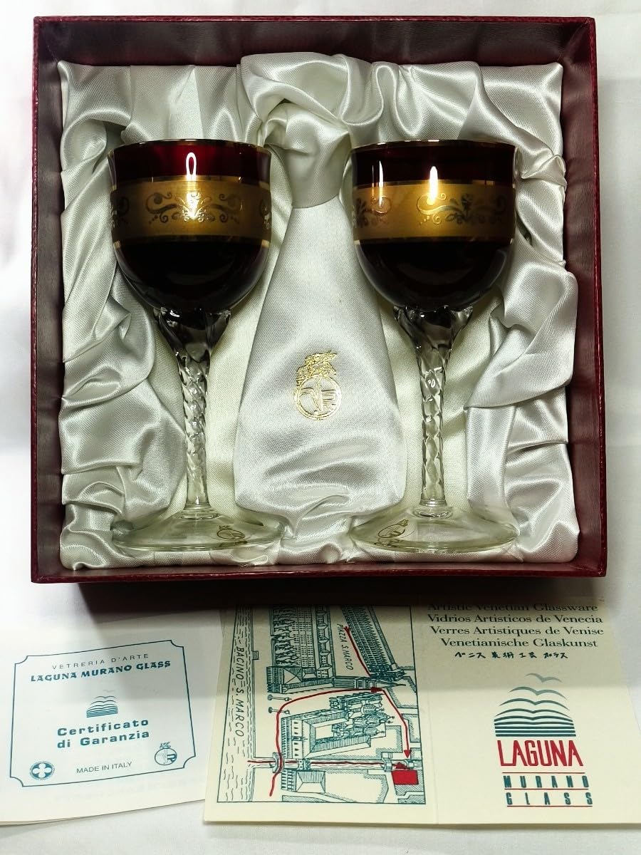 Amazon | ラグーナムラノグラス金赤 金彩ワイングラス ベネチアン