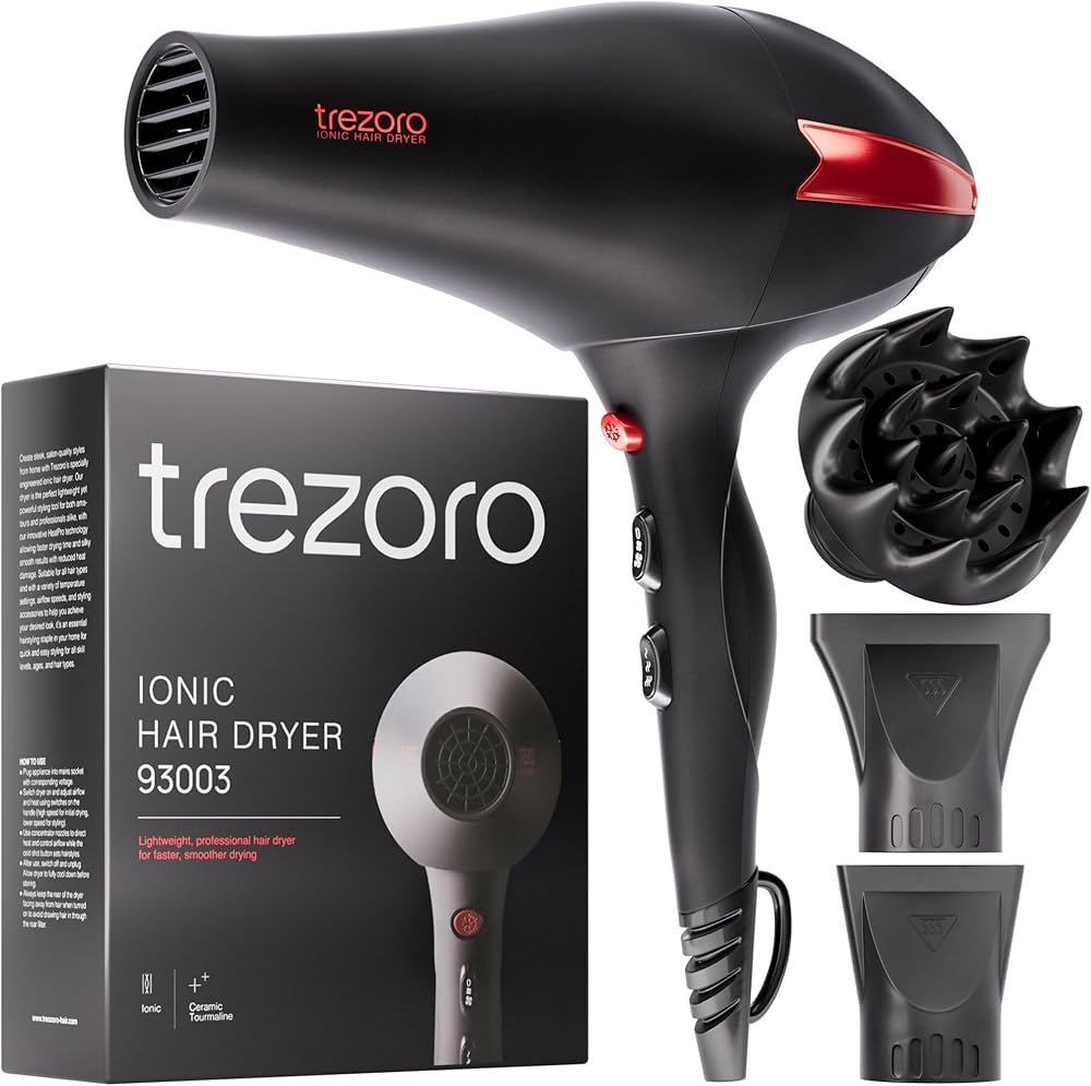Amazon.com : TREZORO Professional Hair Dryer with Diffuser, Ionic