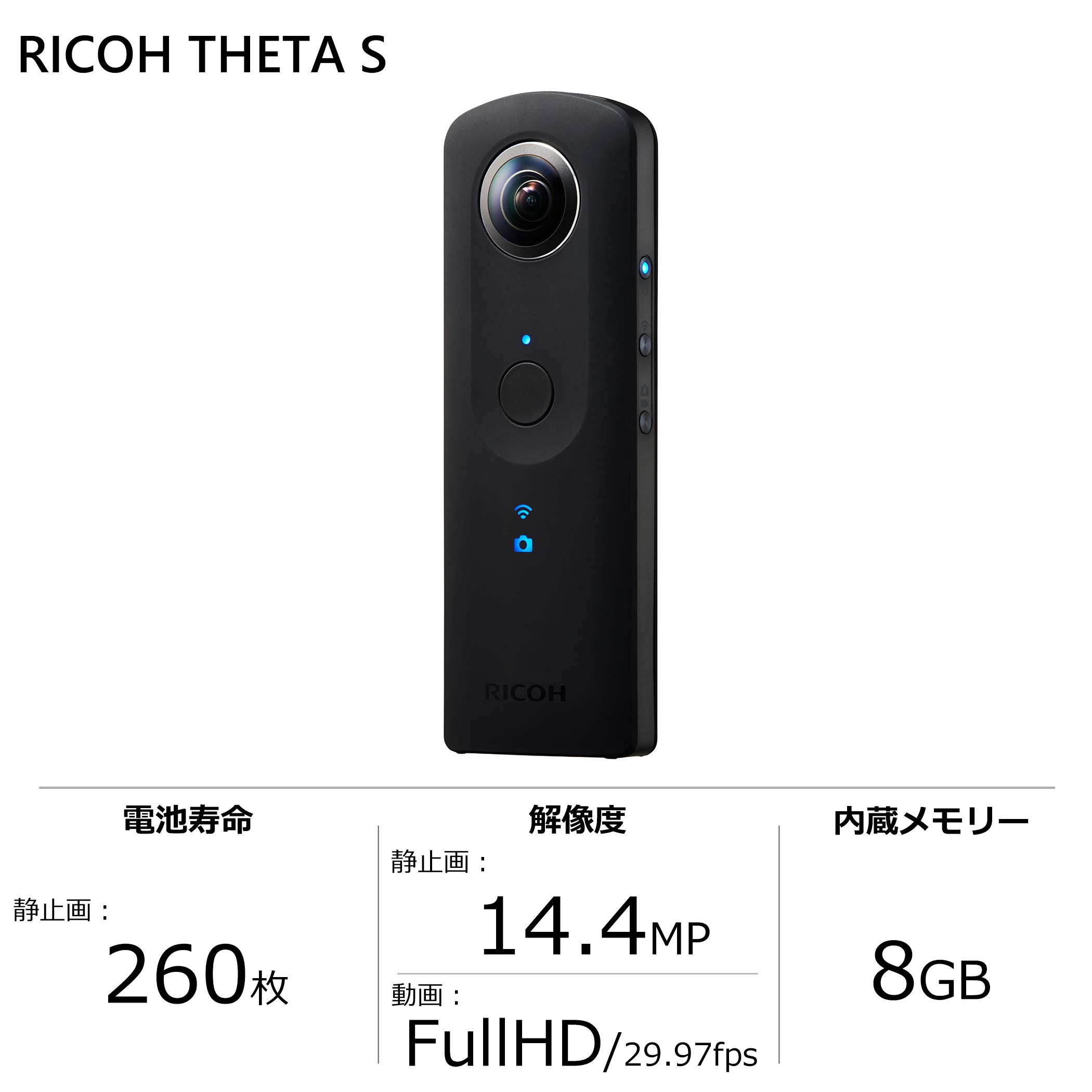 Amazon | 【整備済み品】 RICOH THETA S ブラック 360度全天球カメラ