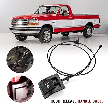 3mirrors Hood Latch Release Cable & Handle Compatible with 1987