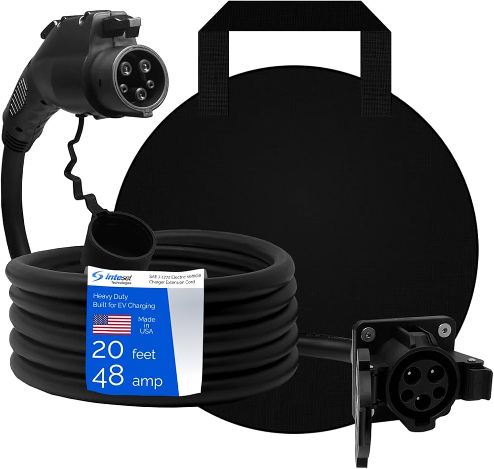 Amazon.com: Inteset 20ft 48amp J1772 EV Extension Cable, Made in