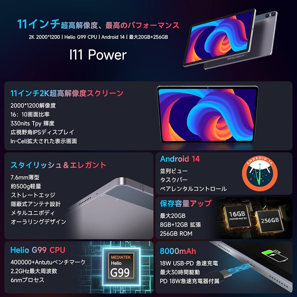 Amazon.co.jp: 【タブレット 10インチ以上2024新登場】Bmax 11インチ