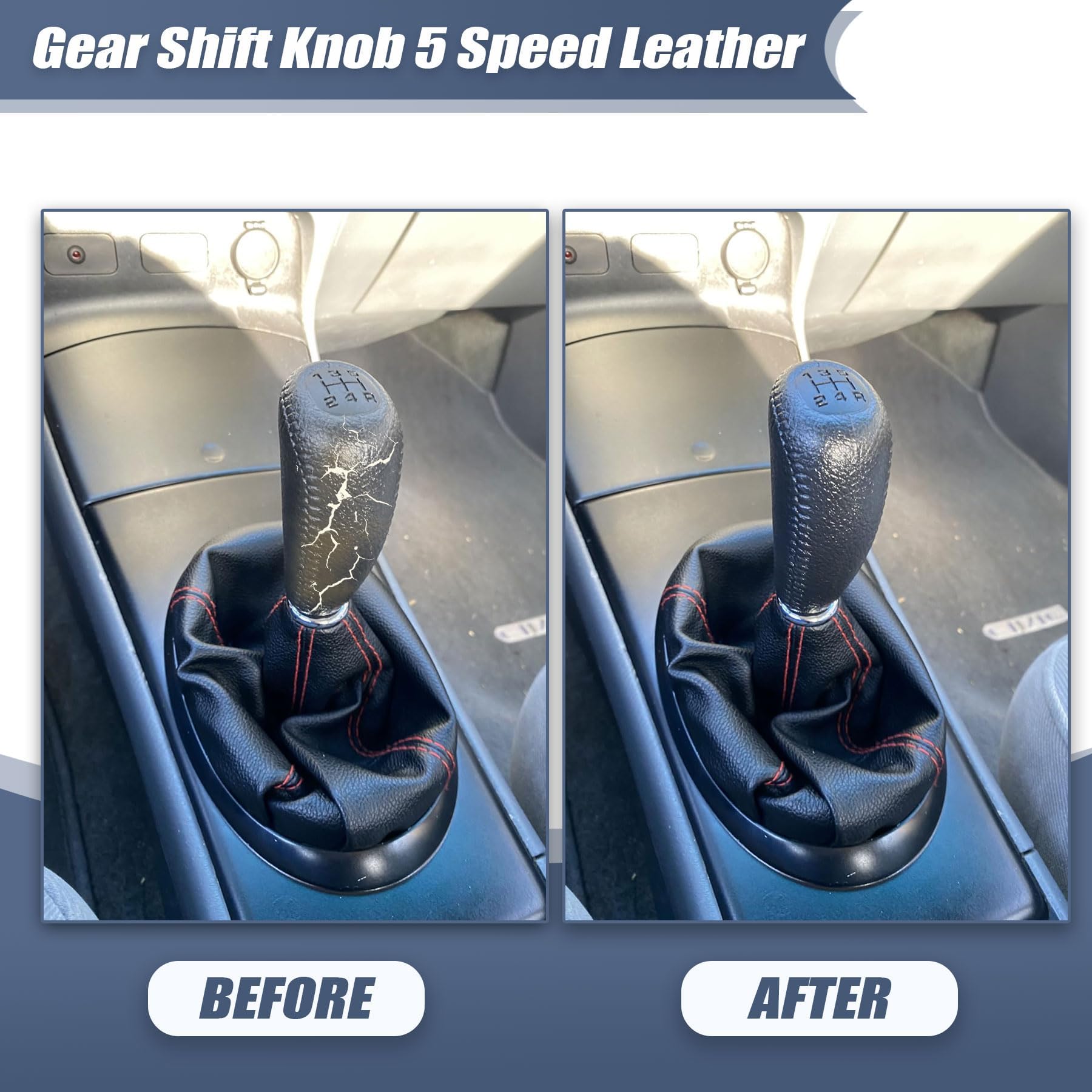 Amazon.co.jp: XQSMWF ブラック ギアシフトノブ 5速 レザー 54102-ST7