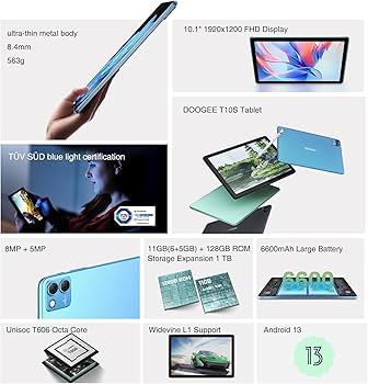 Amazon.com : DOOGEE Android 13 Tablet T10S 10 incht IPS FHD Screen