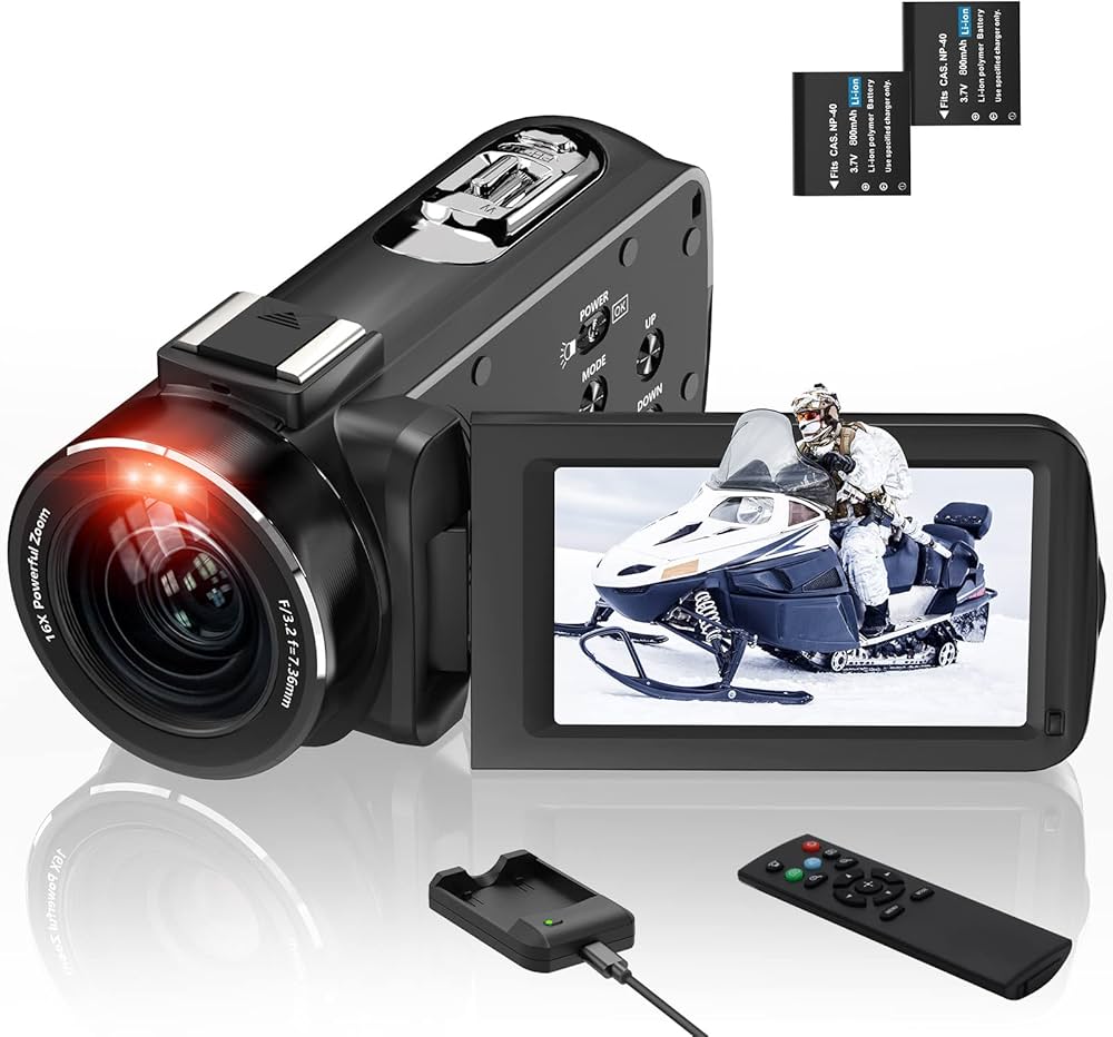 Amazon | ビデオカメラ 2.7K vlogカメラ 1080P&30FPS 36MP 16倍