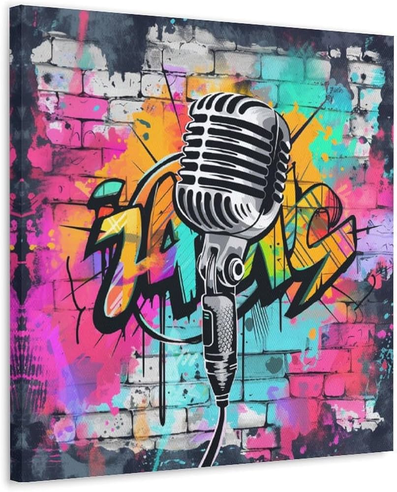 Amazon.com: Vendhui Microphone Graffiti Canvas Poster Colorful